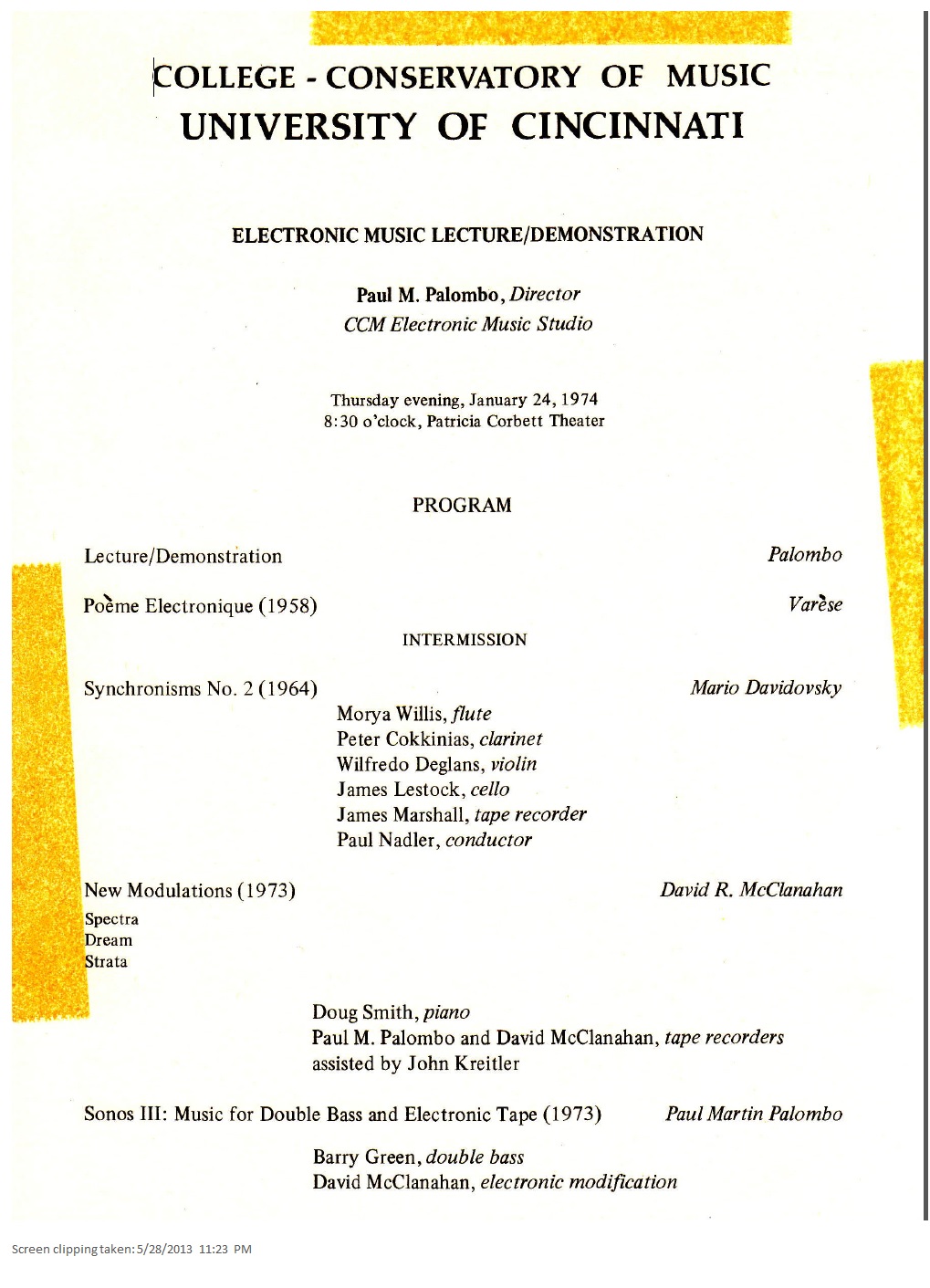 Paul Palombo Concert 1974