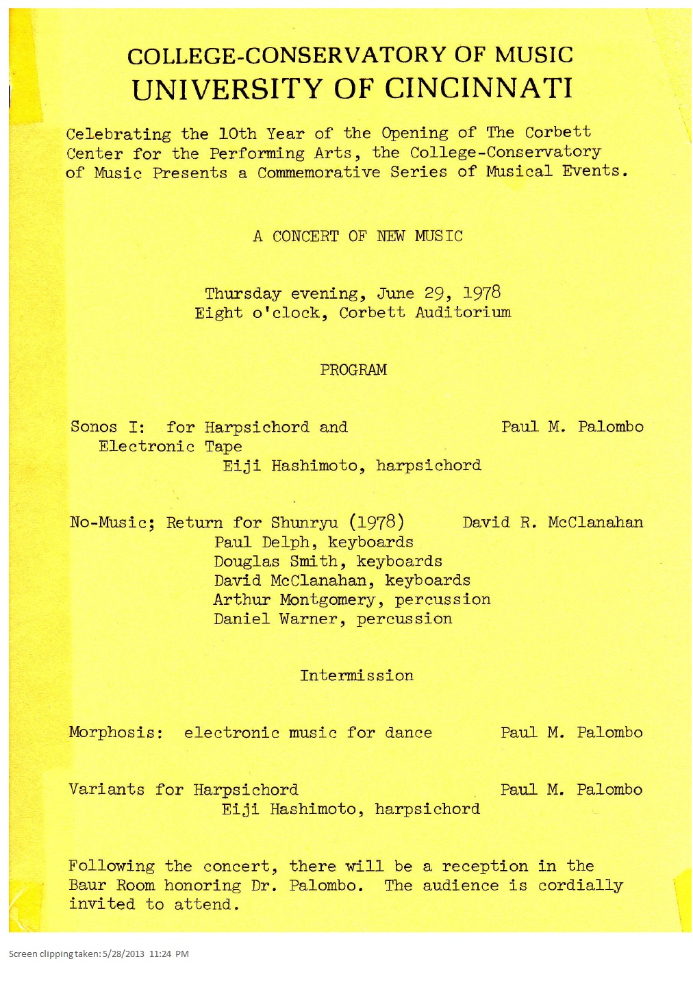 Paul Palombo Concert 1978